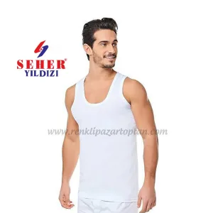 toptan seher yıldızı erkek beyaz penye atlet