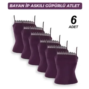 bayan mürdüm İp askılı dantelli atlet l beden 6 adet