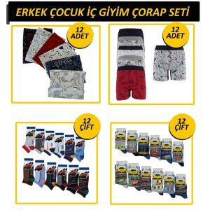 toptan erkek çocuk iç giyim çorap seti